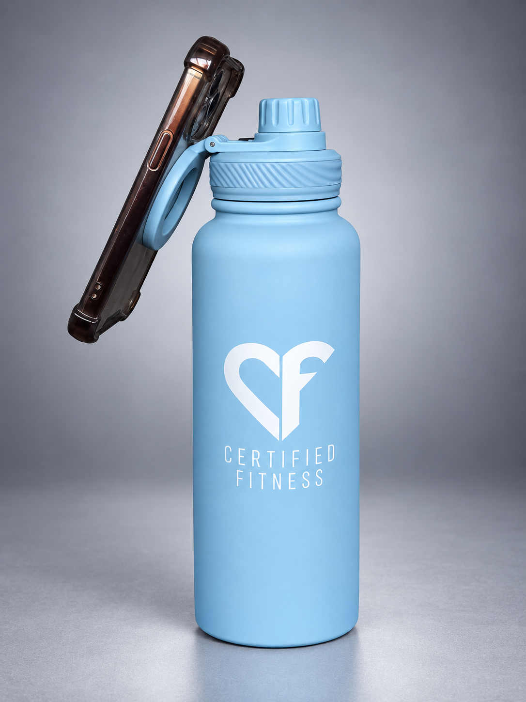 CF Performance Bottle with Phone Holder – BLUE