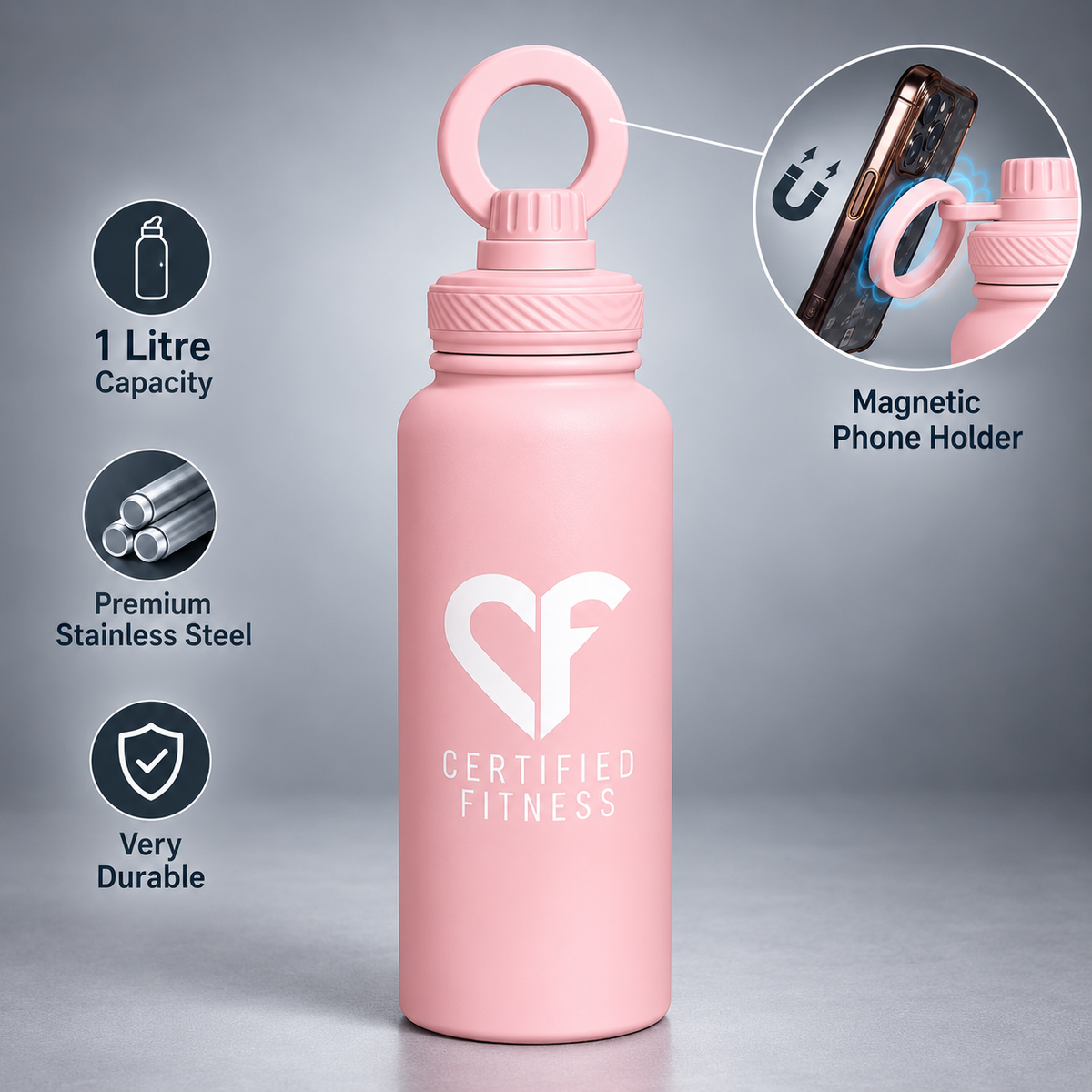 CF Performance Bottle with Phone Holder – PINK
